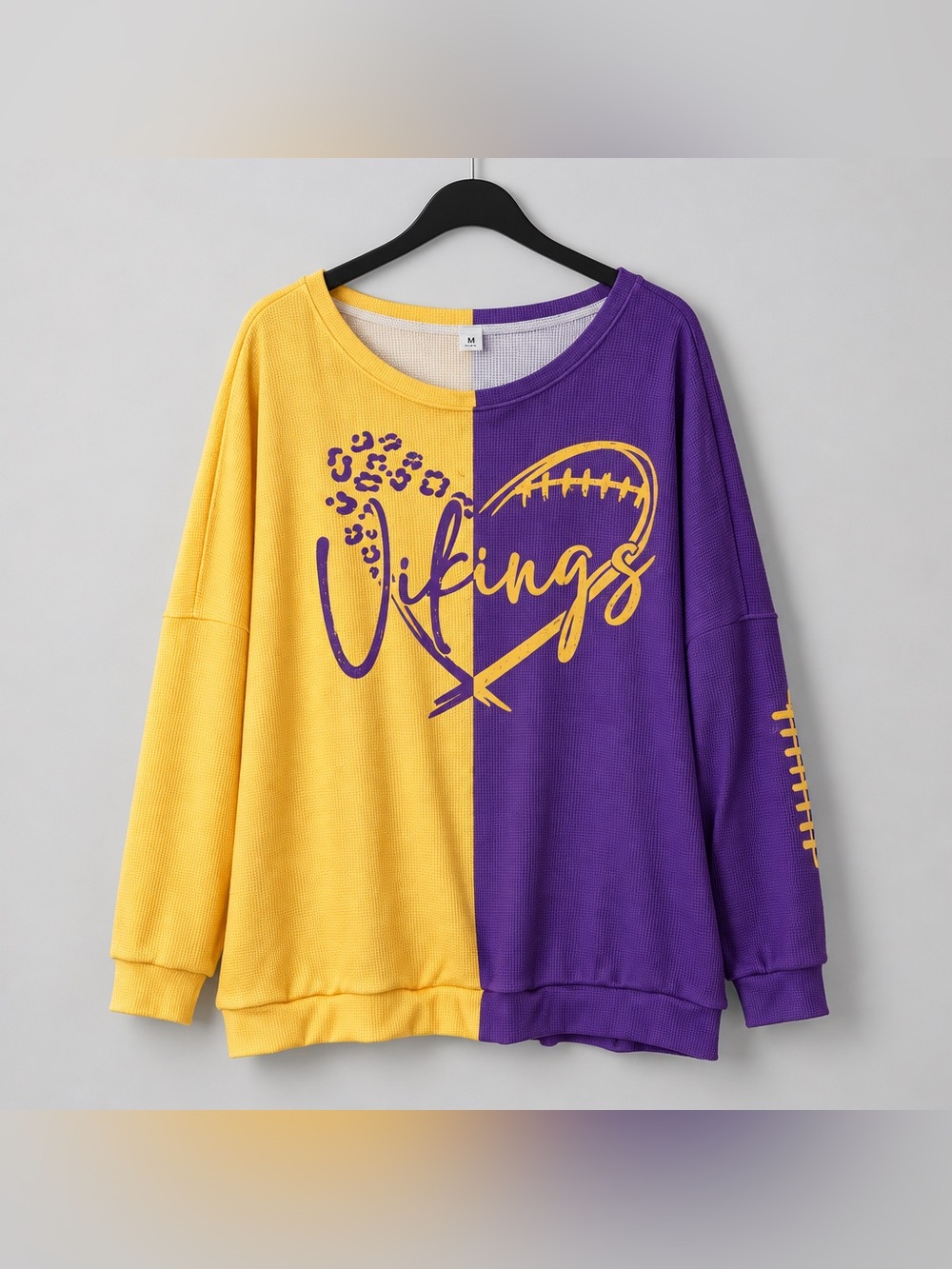 Vikings Football 5XL Split-Color Sweatshirt - Purple & Gold PolyesterSpandex